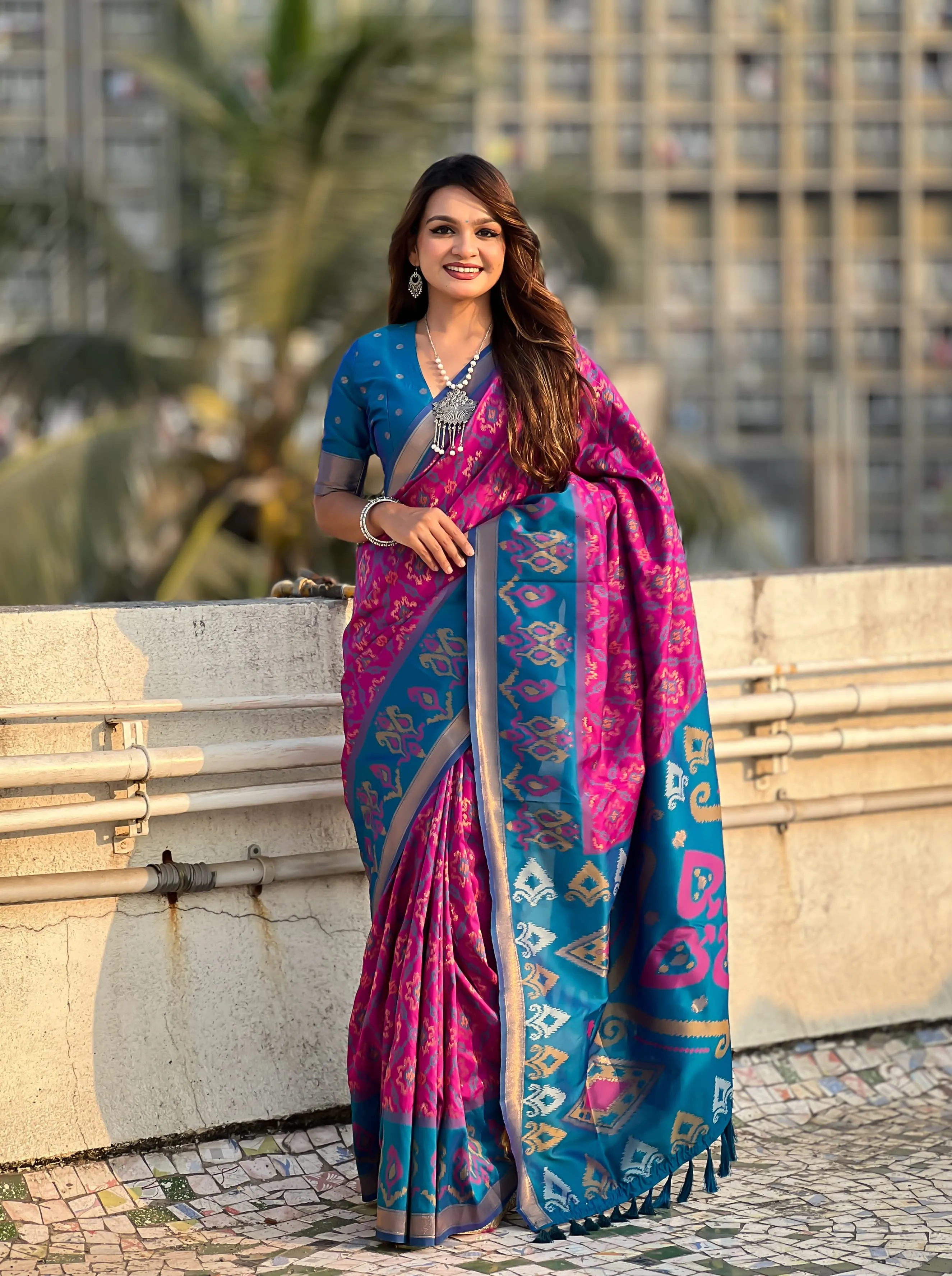 Buy Satarangi Ikkat Premium Saree in Surat - Reseller Bazzar
